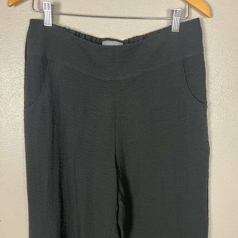 Habitat Ruched Ankle Pants Women Medium Black Solid Travel Stretch Office Career